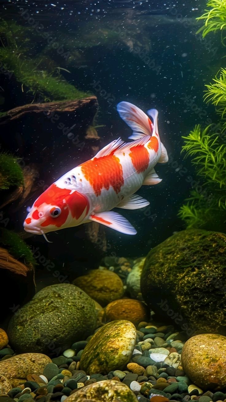 Tha beautiful koi fish in the aquarium _